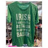 Green Irish Graphic T-Shirt, Small, 50% Poly