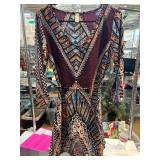 Multicolor Candy Rose Dress with Geometric Pattern