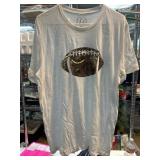 White Short-Sleeve Shirt With Leopard Football Des