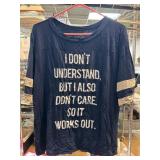 Women's Navy Graphic Shirt With Striped Sleeves