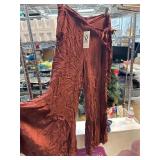 Simisue Brown Flowy Pants with Ruffled Hem