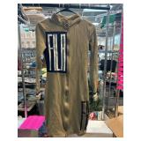 Fila Ribbed Long-Sleeve Khaki Dress