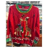 United States Sweaters Red Giraffe Theme Pullover