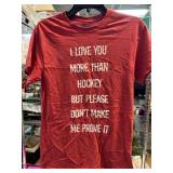 Gildan DryBlend Red T-Shirt With Hockey Text