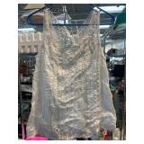 White Sleeveless Lace and Cotton Top
