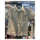 DKNY Green Striped Short-Sleeve Button-Up Shirt