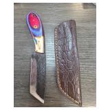 Fixed Blade Knife With Colorful Handle and Sheath