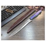 Handcrafted Knife with Sheath and Colored Handle