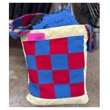 Colorful Checkerboard Tote Bag with Fabric Scraps