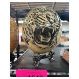 Decorative Hand-Painted Leopard Ostrich Egg