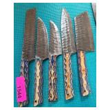 Five Patterned Knives with Unique Handles