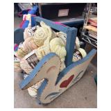 Wooden Swan Basket with Yarn Assortment