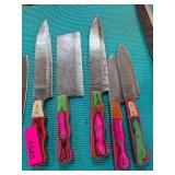 Six Knives with Colorful Handles
