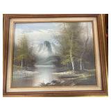 Framed Landscape Oil Painting on Canvas