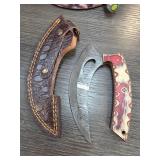 Custom Damascus Steel Karambit Knife with Sheath