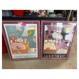 Framed Good Morning and Good Night Illustrations