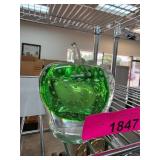 Handcrafted Green Glass Apple Paperweight
