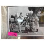 Black-and-White Promotional Photograph with Typed