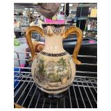 Two-Handled Ceramic Vase with Pastoral Scene