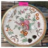 Chinese Porcelain Plate w Fruit Motif and Gold Tri