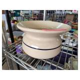 Pottery Spittoon with Blue Stripe Design