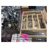Flatware in Wood Tray and Basket