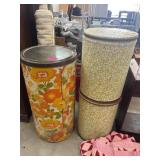 Three Floral-Patterned Storage Bins