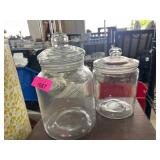 Two Clear Glass Jars with Lids