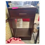 Wooden Side Table with Drawer and Shelf