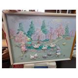 Signed Mixed Media Pastoral Scene Wall Art