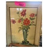 Framed Floral Print with Wooden Frame