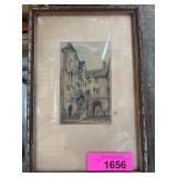 Framed Etching of Le Mont St. Michel by Signed Art