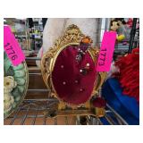 Ornate Decorative Mirror with Gem Accent Pin Cushi