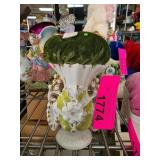 White Porcelain Vase With Green Velvet Pin Cushion