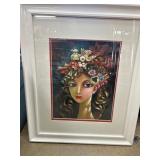 Framed Portrait of Woman With Floral Headdress