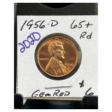 1956-D Lincoln Wheat Cent Graded Gem Red