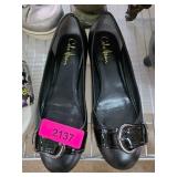 Cole Haan Black Leather Flats with Buckle Detail