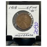 1918 Lincoln Wheat Cent, Extra Fine