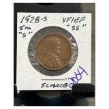 1928-S Lincoln Wheat Cent in VF/EF Condition