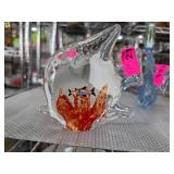 Clear Glass Fish Sculpture With Coral Scene