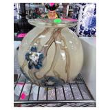 Handcrafted Glass Vase with Floral Design