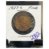 1927-S Lincoln Wheat Cent in Fine Condition