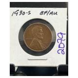 1930-S Lincoln Wheat Cent EF/AU