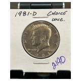 1981-D Kennedy Half Dollar in Choice Uncirculated