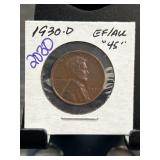 1930-D Lincoln Wheat Cent in EF Condition