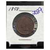 1898 Indian Head Cent in Card Holder