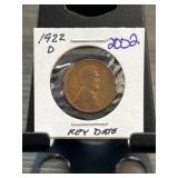 1922-D Lincoln Wheat Penny Key Date