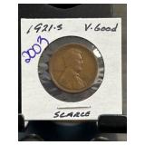 1921-S Lincoln Wheat Cent in Very Good Condition