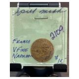 French Napoleon Coin in Protective Card