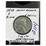 1943-S Mint Error Steel Wheat Penny